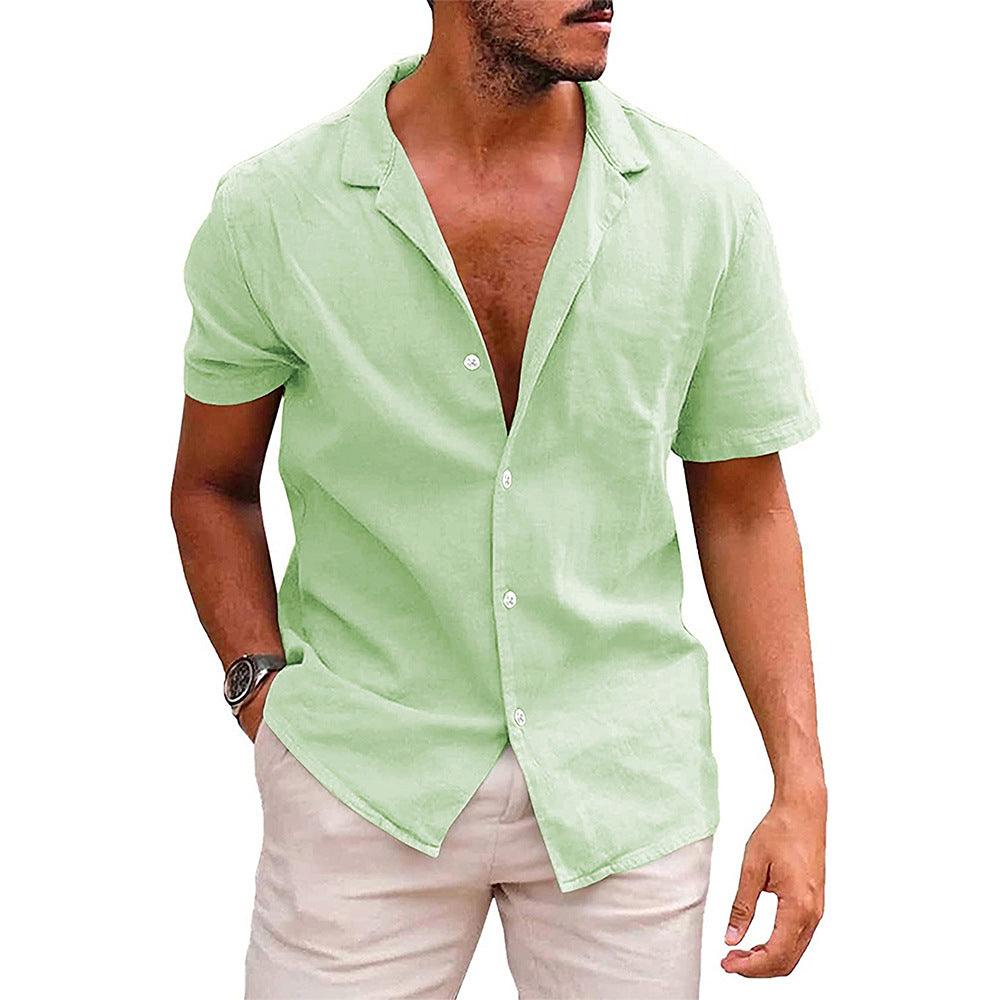 Men's Tops Casual Button Down Shirt Short Sleeve Beach Shirt Summer Mens Clothing - AL MONI EXPRESS