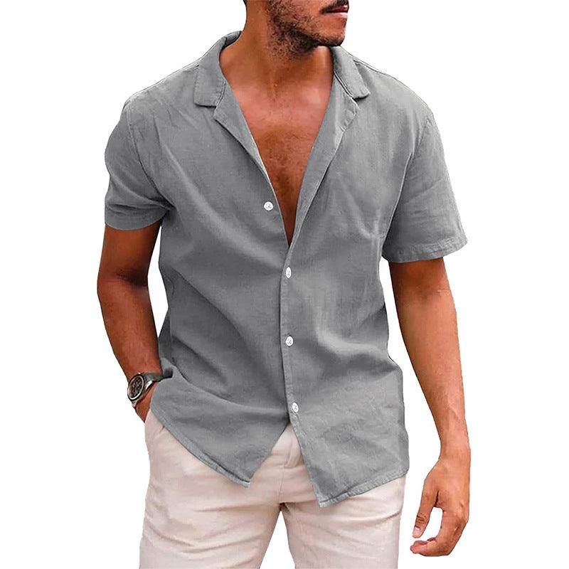 Men's Tops Casual Button Down Shirt Short Sleeve Beach Shirt Summer Mens Clothing - AL MONI EXPRESS