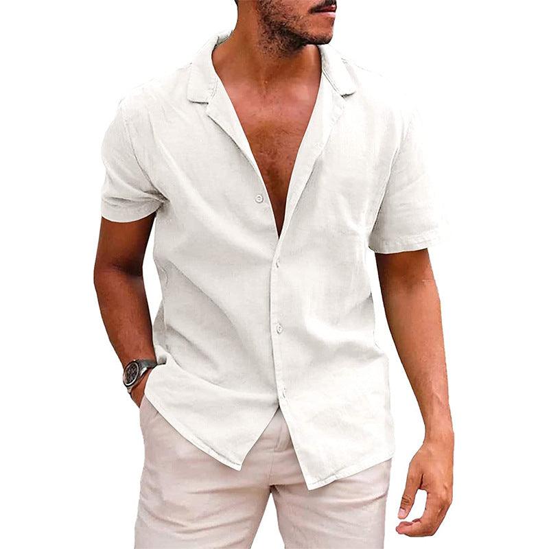 Men's Tops Casual Button Down Shirt Short Sleeve Beach Shirt Summer Mens Clothing - AL MONI EXPRESS