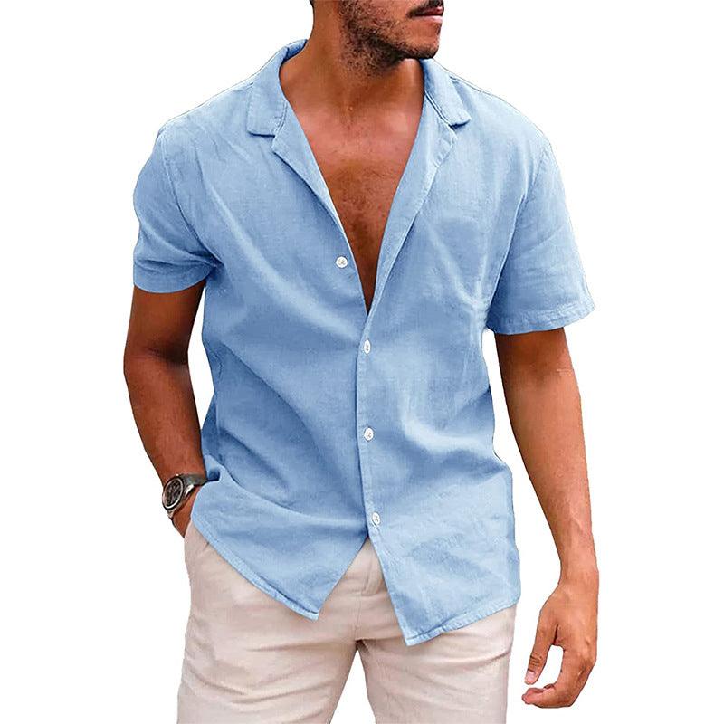 Men's Tops Casual Button Down Shirt Short Sleeve Beach Shirt Summer Mens Clothing - AL MONI EXPRESS