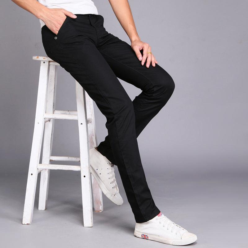 Men's trousers straight slim casual pants show dress - Almoni Express