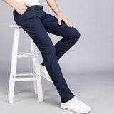 Men's trousers straight slim casual pants show dress - Almoni Express