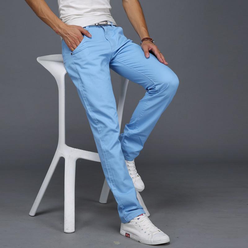 Men's trousers straight slim casual pants show dress - Almoni Express