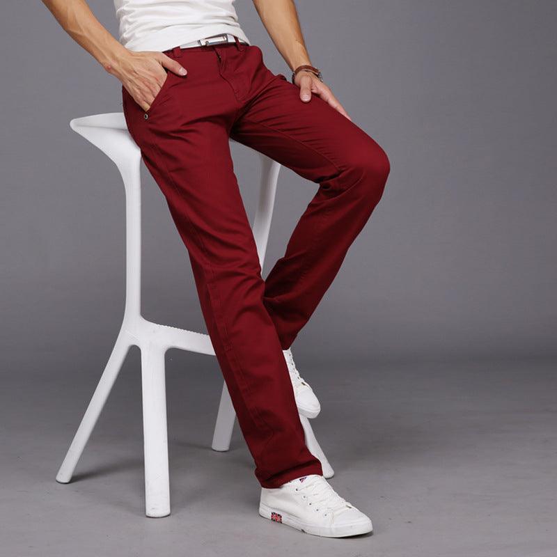 Men's trousers straight slim casual pants show dress - Almoni Express