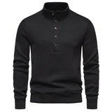 Men's Turtleneck Buttons Pullover Casual Loose - Almoni Express