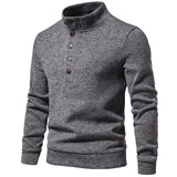 Men's Turtleneck Buttons Pullover Casual Loose - Almoni Express