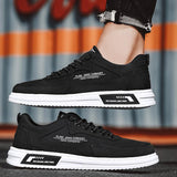 Men Sneakers Lace-up Letter Print Platform Canvas Shoes Sports - AL MONI EXPRESS