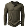 Mens Clothing Long Sleeve T-shirt Fashion Button Henry Collar Tops - AL MONI EXPRESS