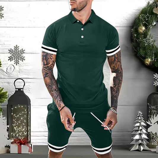 Mens Short Sets 2 Piece Outfits Polo Shirt Fashion Summer Tracksuits Casual Set Short Sleeve And Shorts Set For Men - AL MONI EXPRESS