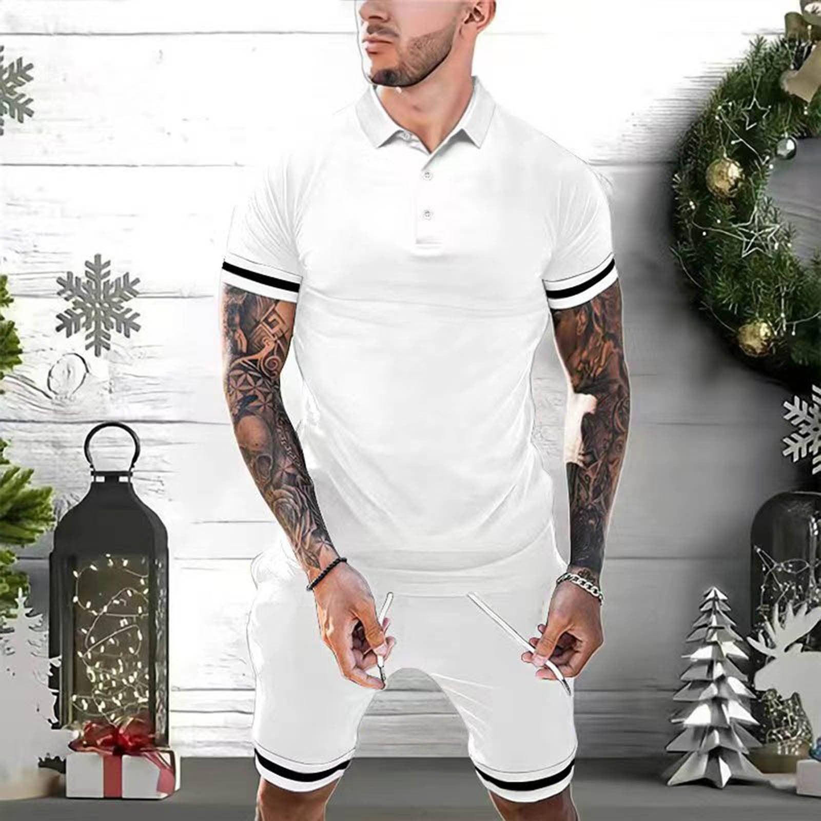 Mens Short Sets 2 Piece Outfits Polo Shirt Fashion Summer Tracksuits Casual Set Short Sleeve And Shorts Set For Men - AL MONI EXPRESS