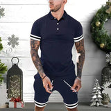 Mens Short Sets 2 Piece Outfits Polo Shirt Fashion Summer Tracksuits Casual Set Short Sleeve And Shorts Set For Men - AL MONI EXPRESS