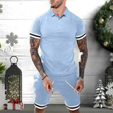 Mens Short Sets 2 Piece Outfits Polo Shirt Fashion Summer Tracksuits Casual Set Short Sleeve And Shorts Set For Men - AL MONI EXPRESS