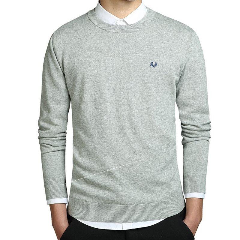 Mens Sweater Pullovers Cotton Knitted Jumpers Male Knitwear - Almoni Express