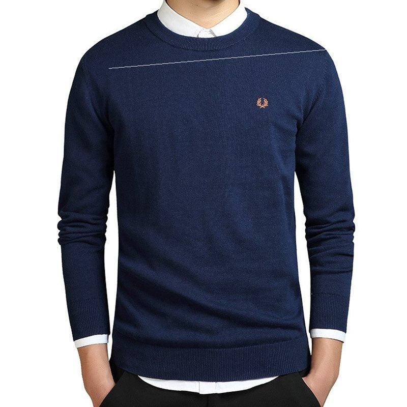 Mens Sweater Pullovers Cotton Knitted Jumpers Male Knitwear - Almoni Express