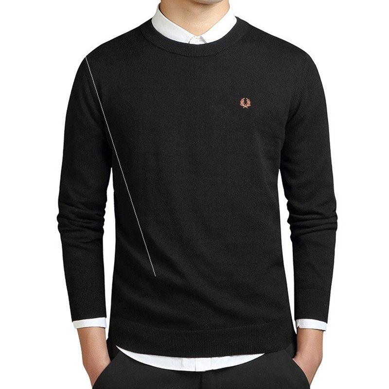 Mens Sweater Pullovers Cotton Knitted Jumpers Male Knitwear - Almoni Express