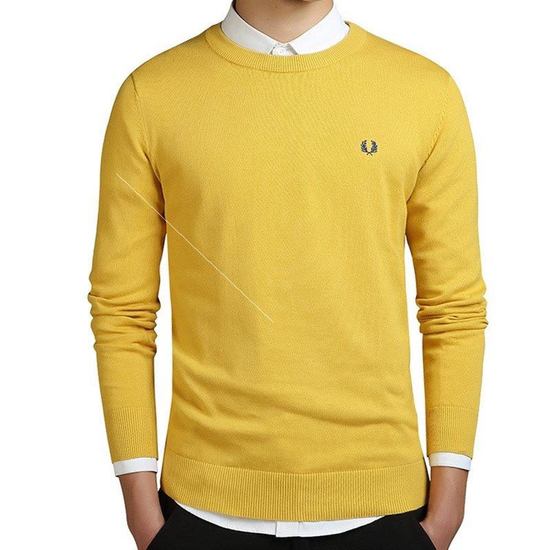 Mens Sweater Pullovers Cotton Knitted Jumpers Male Knitwear - Almoni Express