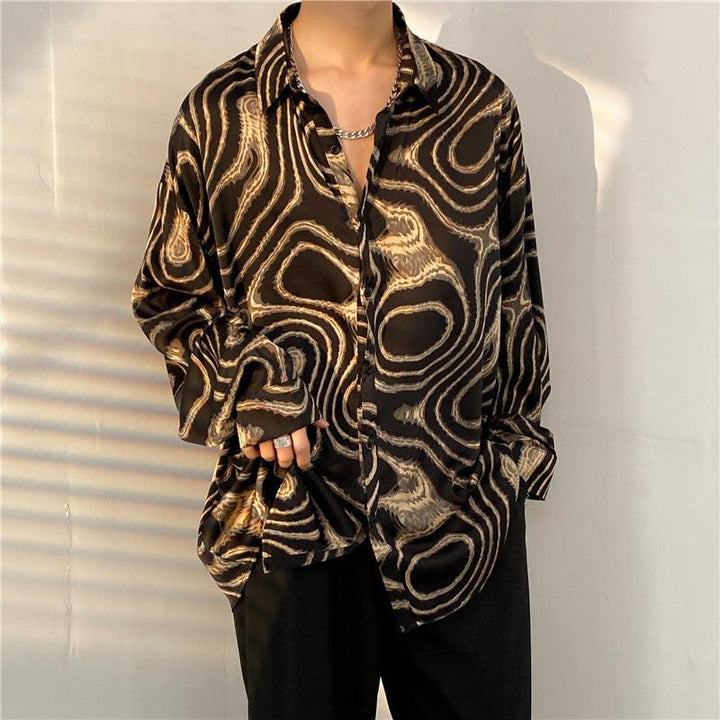 Mens Temperament Fashion Casual Printed Shirt - Almoni Express