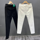 Mens Trendy Youth Simple Casual White Trousers Jeans - Almoni Express