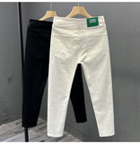 Mens Trendy Youth Simple Casual White Trousers Jeans - Almoni Express