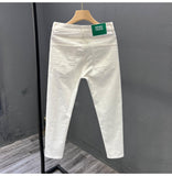 Mens Trendy Youth Simple Casual White Trousers Jeans - Almoni Express