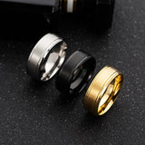 Mens Wedding Rings Black Sliver Gold Pure 8MM Rings - AL MONI EXPRESS