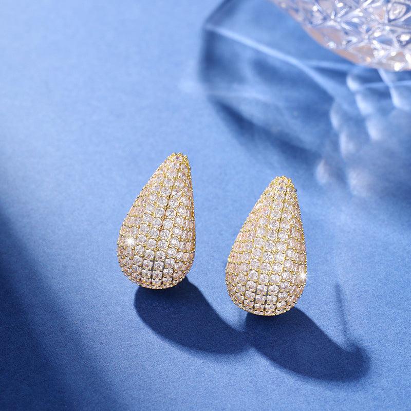 Micro-inlaid Diamond Super Flash Water Drop Ear Studs Light Luxury High-end Sense - AL MONI EXPRESS