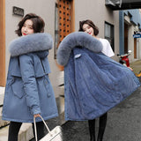 Mid-length Plus Velvet Thick Anti-season Korean Cotton Coat - Almoni Express