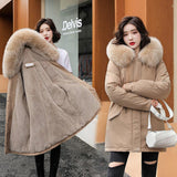 Mid-length Plus Velvet Thick Anti-season Korean Cotton Coat - Almoni Express