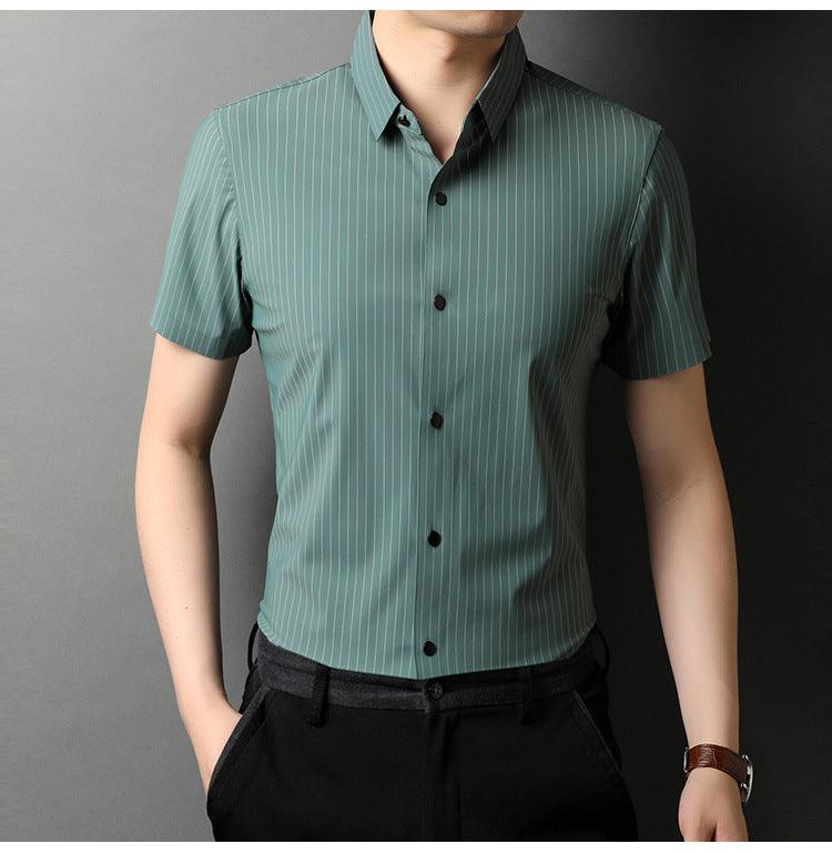 Middle-aged Short Sleeve Business Shirt With Lapel - AL MONI EXPRESS