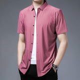 Middle-aged Short Sleeve Business Shirt With Lapel - AL MONI EXPRESS