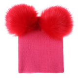 Mikkie Fur Hat Children's Two Ball Knit Hat - Almoni Express