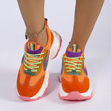 Mixed-color Lace -up Sneakers For Women Fashion Casual Lightweight Thick Bottom Running Sports Shoes - AL MONI EXPRESS