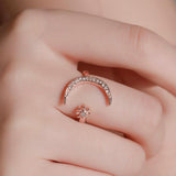 Moon And Star Opening Rings Fashion Rhinestones Personalized Jewelry For Women - AL MONI EXPRESS