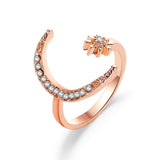 Moon And Star Opening Rings Fashion Rhinestones Personalized Jewelry For Women - AL MONI EXPRESS