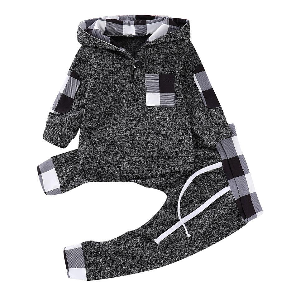 Multicolor embroidery Plaid Plush Hoodie suit - Almoni Express