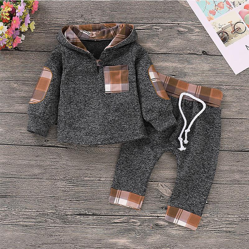 Multicolor embroidery Plaid Plush Hoodie suit - Almoni Express