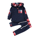 Multicolor embroidery Plaid Plush Hoodie suit - Almoni Express