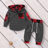 Multicolor embroidery Plaid Plush Hoodie suit - Almoni Express