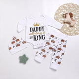 New Baby boys Clothing Set Tops Romper +Crown Pants - Almoni Express