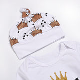 New Baby boys Clothing Set Tops Romper +Crown Pants - Almoni Express