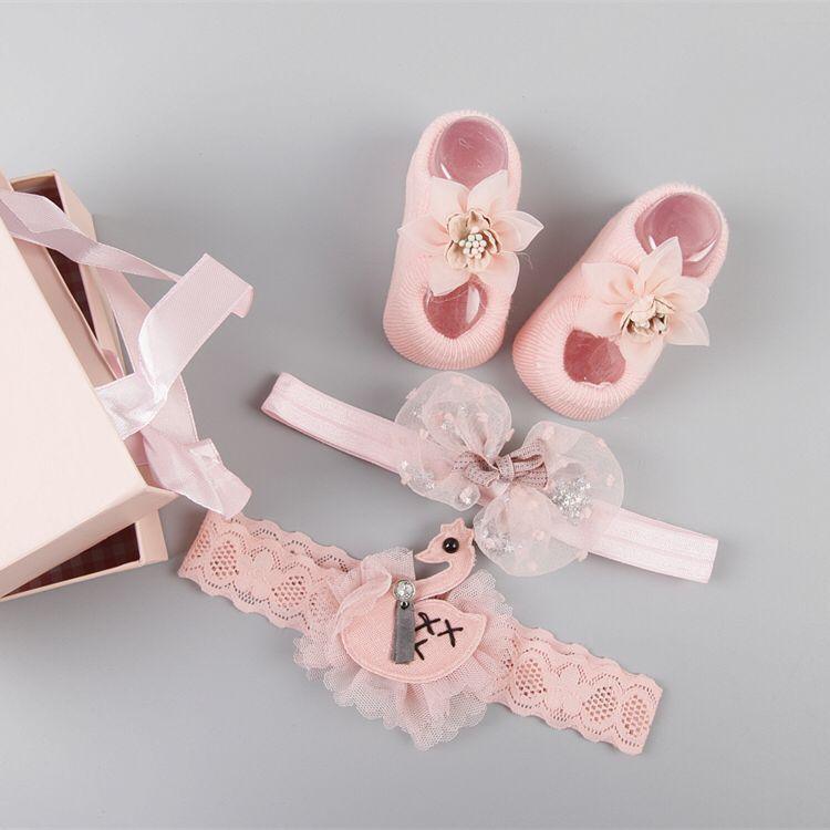 New baby hair accessories socks and shoes set box - Almoni Express