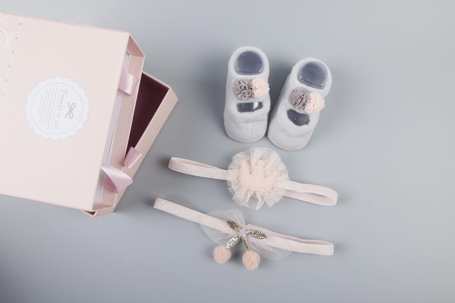 New baby hair accessories socks and shoes set box - Almoni Express