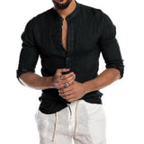 New Cardigan Stand Collar Long Sleeve Shirt Men's Clothing - AL MONI EXPRESS