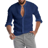 New Cardigan Stand Collar Long Sleeve Shirt Men's Clothing - AL MONI EXPRESS