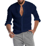 New Cardigan Stand Collar Long Sleeve Shirt Men's Clothing - AL MONI EXPRESS