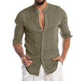 New Cardigan Stand Collar Long Sleeve Shirt Men's Clothing - AL MONI EXPRESS