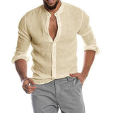 New Cardigan Stand Collar Long Sleeve Shirt Men's Clothing - AL MONI EXPRESS