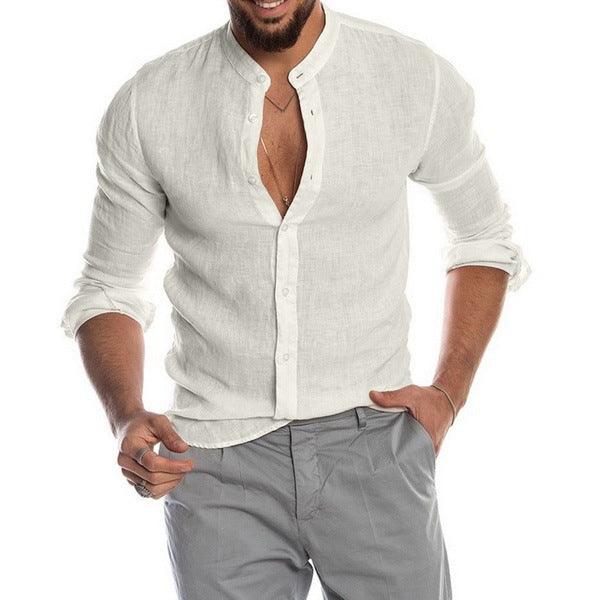 New Cardigan Stand Collar Long Sleeve Shirt Men's Clothing - AL MONI EXPRESS