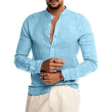 New Cardigan Stand Collar Long Sleeve Shirt Men's Clothing - AL MONI EXPRESS