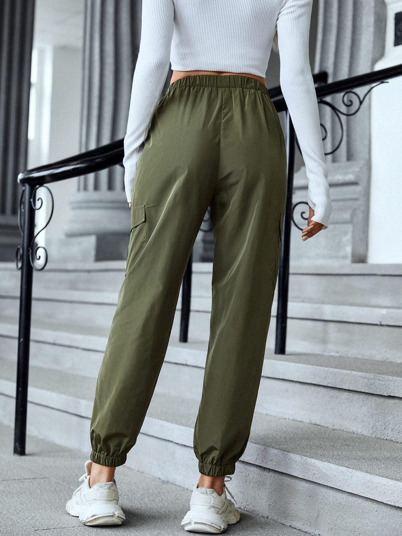 New Cargo Pants Fashion Casual Multi-pocket Elastic Waist Pencil Pants For Women - AL MONI EXPRESS